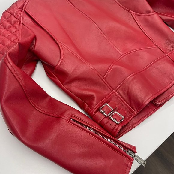 Brand New, Never worn Dsquared2 quilted detail zip-up leather jacket with tags - Picture 5 of 10